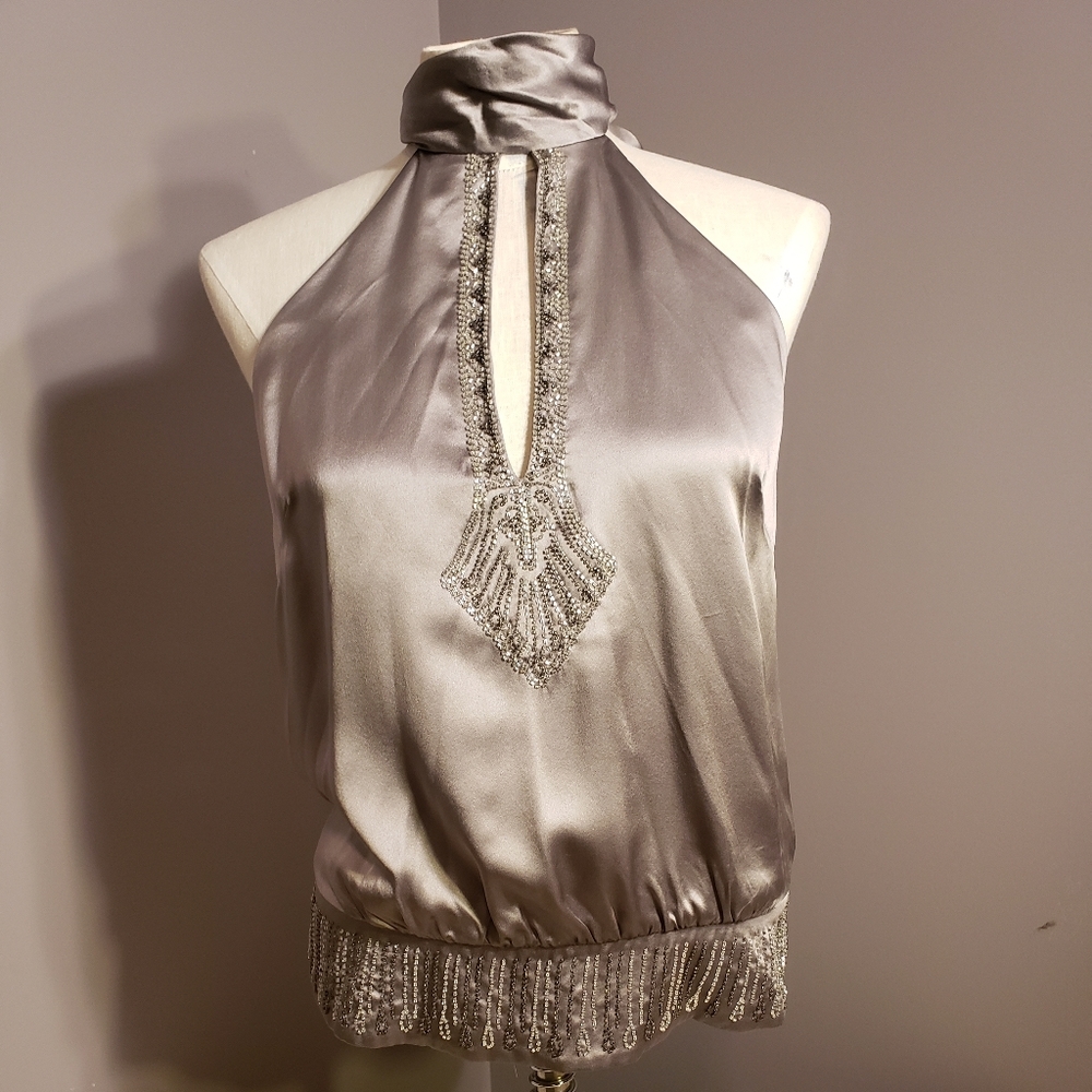 BCBG Maxazris Cut in mock neck top